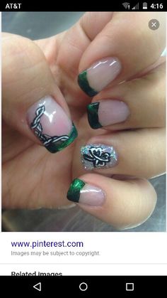 Celtic nails. Gel Coffin, Nail Design Glitter, Holiday Nails Christmas, Sally Hansen Nails