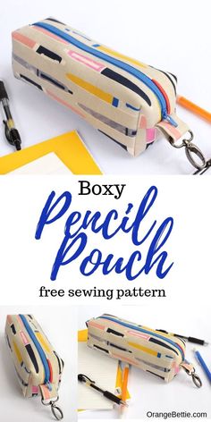 the boxy pencil pouch is free sewing pattern