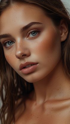 Golden Hour Makeup, Italian Makeup, Melena Bob, Golden Hour Photoshoot, Copper Eyeshadow, Night Beauty Routine, Dewy Makeup Look, Sultry Makeup