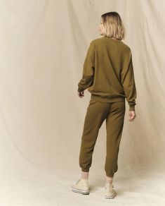 The Cropped Sweatpant. Solid -- Fir Green – The Great. Relaxed Fit Sweats For Elevated Casual, Relaxed Fit Sweats For Elevated Casual Athleisure, Athleisure Sweats With Relaxed Fit For Elevated Casual, Cozy Sweats With Elastic Cuffs, Relaxed Sweatpants With Ribbed Cuffs For Everyday, Sporty Sweats With Relaxed Fit For Casual Wear, Sporty Relaxed Fit Sweats For Elevated Casual, Athleisure Pants With Double-needle Hem For Loungewear, Casual Fall Sweatpants