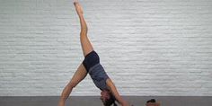 a woman is doing yoga in front of a brick wall with the caption class 4 recovery yoga