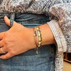 Add a touch of whimsy to your wrist with The Spring Sky Stack - a set of sky blue, navy blue, and lapis bracelets accented with hints of gold, ivory, and a pearl. Whether you wear them together or alone, you'll totally love the huge savings you get when you buy a stack! Get 25% off when you buy the whole stack The Spring Sky Stack includes a Libby & Smee 7" Tile Bracelet in 'Sky', an adjustable Gemstone Paper Clip Chain Bracelet in 'Blue Lapis', an adjustable Pearl String Bracelet in 'Starlight' Bohemian Blue Bracelets For Everyday, Elegant Blue Friendship Bracelets With Colorful Beads, Adjustable Blue Wrap Bracelet For Everyday, Blue Hand Wrapped Bracelets For Everyday, Bohemian Blue Stackable Friendship Bracelets, Blue Bohemian Pearl Bracelet With Colorful Beads, Bohemian Blue Pearl Bracelet With Colorful Beads, Everyday Blue Jewelry With Bracelet Strap, Adjustable Hand-strung Blue Pearl Bracelet