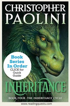 This is a bookcover of Eragon with a text overlay of Book Series in Order. The Inheritance Cycle, Inheritance Cycle, Christopher Paolini, Farm Boys, New Fantasy, Dragon Rider, Penguin Random House, High Fantasy, Fantasy Books