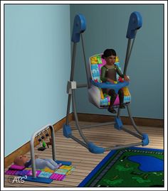 a child is sitting in a swing chair