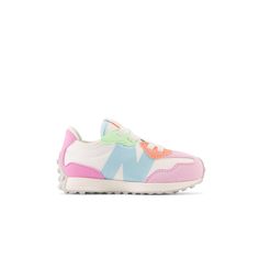 New Balance 327 "White/Multi" Toddler Girls' Shoe - Hibbett | City Gear Colorful New Balance Shoes, New Balance 327 White, Preppy Family, Girls Tennis Shoes, Shoe Ideas, New Balance 327, Toddler Girl Shoes, Cute Nike Shoes