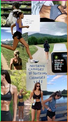 a collage of photos with women running, and the words nothing changes if nothing changes