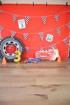 cars themed birthday party with race car theme