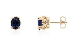 "Such a fabulous pair of sapphire stud earrings set in your choice of 14K yellow gold, 14K white gold or 14K rose gold. Perfect oval shape, hand selected and set sapphire gemstones are a vibrant blue color. Quality blue sapphire gemstones each measure 7 x 5mm with a total weight of 1.8 carats. Heavy duty 14K gold oval basket settings have fabulous scroll detail that help showcase the size & quality of these gemstones. Earrings are constructed with standard post and friction, push-on style ba Classic Sapphire Earrings In 14k Gold, Classic 14k Gold Sapphire Earrings, Sapphire Stud Earrings, Blue Sapphire Gemstone, Sapphire Earrings Studs, Sapphire Studs, Gemstone Stud Earrings, Ruby Earrings, Gemstone Studs