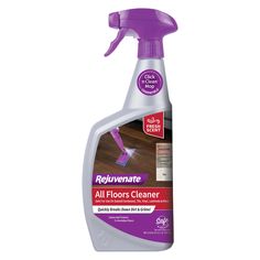 a bottle of cleaner that is purple and has the words rejuvenate all floors cleaner on it