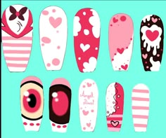 Anime Nails, H Hotel, Pretty Nail Art Designs, Nail Idea, Pretty Nail Art, Hair Clothes, Cute Nail Designs, Hazbin Hotel