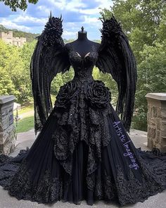 Goth Wedding Dresses, Black Wedding Gowns, Gothic Angel, Pretty Quinceanera Dresses, Stunning Prom Dresses, Digital Creator