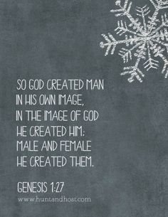 a snowflake with the words, so god created man in his own image