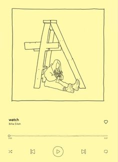 a drawing of a person sitting on a ladder with the letter a in front of them