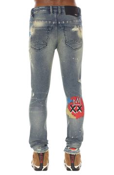 Splashed with paint and detailed without irony, these vacuum-tight jeans also sport rips and patches to make sure everyone knows they've been through a lot. 32" inseam; 10 1/4" front rise; 14" bask rise 92% cotton, 4% polyester, 4% spandex Machine wash, line dry Imported Man Up, Cozy Gift, Ted Baker London, Active Women, Everyone Knows, Boy's Clothing, Mother Gifts, Outfit Of The Day, Clothing And Shoes