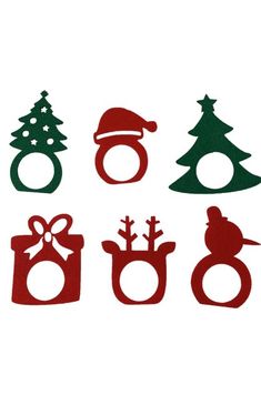 christmas decorations cut outs are shown in red and green