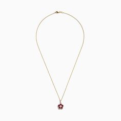 Effy Ruby Royale 14K Yellow Gold Ruby and Diamond Flower Pendant, 1.43 TCW Yellow Gold Flower-shaped 14k Stamped Jewelry, 14k Yellow Gold Flower Shaped Jewelry, Diamond Flower Pendant, Yellow Stone, Diamond Flower, Flower Pendant, Gold Yellow, Round Diamonds, Gold Metal