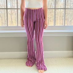 Urban Outfitters Knit Flare Pants Size Small - New With Tags - Brand: Urban Outfitters - Size: Small - Can Provide More Pics, Measurements, Details, Etc. Upon Request - Offers Welcome And I Do Bogo 30% Off Bundles - Everything Must Go!! Trendy Non-stretch Purple Bottoms, Purple Full Length Loungewear Pants, Trendy Purple Loungewear Bottoms, Trendy Purple Bottoms For Loungewear, Purple Fitted Loungewear Bottoms, Fitted Purple Loungewear Bottoms, Non-stretch Purple Trousers, Purple Stretch Wide Leg Bottoms, Trendy Wide Leg Purple Bottoms