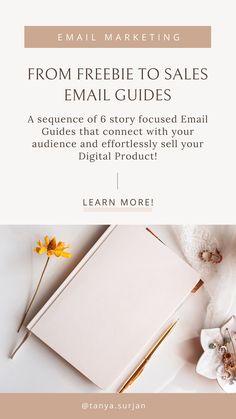 an email marketing guide with the title from freebie to sales email guides on it