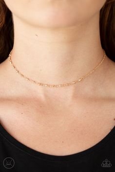 A row of dainty gold satellite chain wraps around the neck for an edgy look. Features an adjustable clasp closure.

Sold as one individual choker necklace. Includes one pair of matching earrings. Paparazzi Jewelry Images, Take A Risk, Gold Chain Choker, Bling Necklace, Gold Jewelry Necklace, Gold Choker Necklace, Paparazzi Accessories, Gold Choker, Chain Choker Necklace