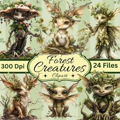 an image of forest creatures clipart for scrapbooking and digital collages