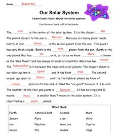 the solar system worksheet is shown in this image, and it has two different types