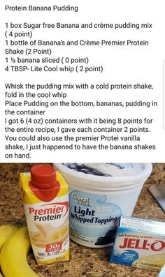 an image of bananas and yogurt on the counter with instructions to make it