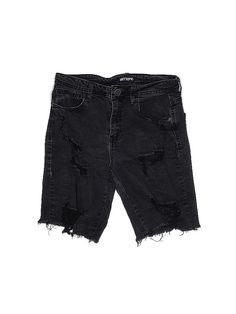 Hot Topic Denim Shorts Size: 3X Bottoms - used. No Fabric Content | Hot Topic Denim Shorts: Black Bottoms - Size 3X Black Stretch Short Jeans, Ripped Black Jean Shorts For Streetwear, Black Stretch Cutoff Jeans, Black Distressed Jeans Shorts, Short Ripped Grunge Jeans, Grunge Style Dark Wash Short Jeans, Grunge Dark Wash Short Jeans, Dark Wash Short Length Grunge Jeans, Black Ripped Short Length Jeans