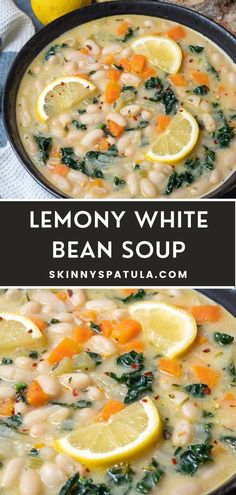 lemony white bean soup with spinach and carrots