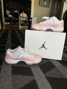 Elevate your sneaker game with these Air Jordan 11 Retro Low Legend Pink W sneakers. Designed with a low top shoe shaft style, these athletic shoes are perfect for women who want to stay stylish and comfortable at the same time. The patent leather upper material and iconic Air Jordan product line make these sneakers a must-have for any sneaker enthusiast. Featuring a beautiful pink color and the style code Ah7860-160, these sneakers are the perfect addition to any sneaker collection. With a US shoe size of 10, these sneakers are sure to fit comfortably and provide the support you need during any athletic activity. Don't miss out on the chance to own these amazing Air Jordan sneakers. Pink Jordan 11, Jordan 11 Outfit Women, Jordan 11s, Pink Jordans, Air Jordan 11 Retro Low, Pretty Sneakers, Jordan Retro 11, Jordan 11 Low, Retro 11