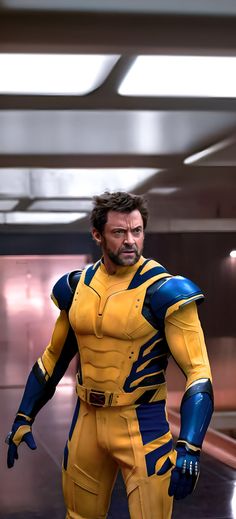 a man in a yellow and blue suit