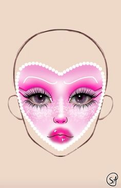 Valentine’s day make up look - 3 Makeup Ideas Template, Make Up Looks Crazy, Makeup Template Face, Day Make Up Look, Face Chart Makeup Ideas, Makeup Looks Crazy, Makeup Ideas Drawing, Makeup Chart, Makeup Template