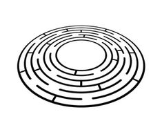 a black and white image of a circular maze