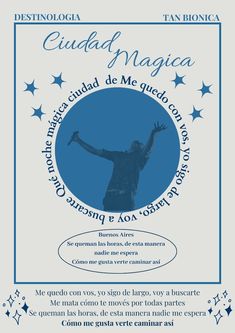 an advertisement for a concert with a man holding his arms in the air and stars around him