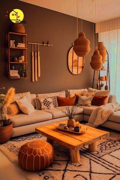 a living room filled with lots of furniture and decor