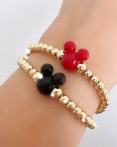 Mickey Bracelet, Personalized Name Mickey Mouse Jewelry, 14k Gold Filled Stackable Bracelets, Birthday Gift for Her, Party Favors, Jewelry - Etsy Mickey Bead Bracelet, Disney Jewelry Bracelets, Mickey Bracelet, Gold Mickey Mouse Jewelry For Gift, Mickey Mouse Jewelry, Mouse Jewelry, Disney Gold Mickey Mouse Jewelry, Stackable Bracelets, Matching Rings