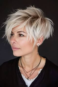 Hairstyle for women over 50 | Leave a RESPONSE  | Facebook Short Funky Hairstyles For Women Over 50, Funky Short Hair Over 50, Short Funky Hairstyles, Hairstyle For Women Over 50, Short Haircuts Fine Hair, 2024 Haircut, Messy Pixie Haircut, Light Auburn Hair, Short Hairstyles Over 50