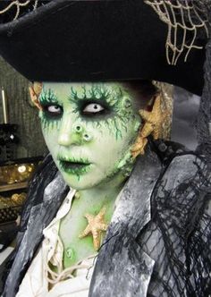 Swamp Monster Makeup, Sea Creature Makeup, Creepy Mermaid, Creature Makeup, Ocean Makeup, Zombie Mermaid, Scary Mermaid, Pirate Makeup, Swamp Monster