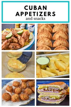 cuban appetizers and snacks with text overlay that reads cuban appetizers and snacks