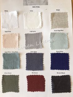 the swatches for different shades of fabric