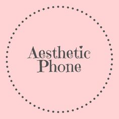 the aesthetic phone logo in black and white on a pink background with polka dot circles