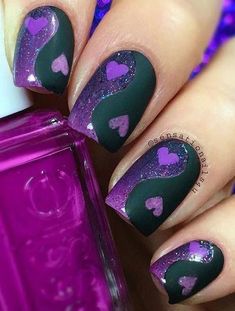 Purple Nail Art Designs, Purple Valentine, Fancy Nails Designs, Pedicure Designs, Nail Designs Valentines