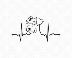 a dog with a heartbeat line on it's face