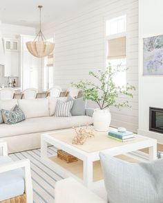 a living room filled with furniture and a fire place in the middle of the room