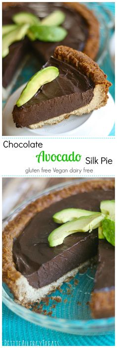 chocolate avocado silk pie on a plate