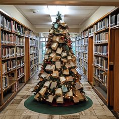 Elegant Christmas Decoration Festive Artwork Book Theme Christmas Tree, Christmas Library Displays, Library Christmas Decorations, Library Christmas Tree, Christmas Tree Made Of Books, Decoration Pictures, Elegant Christmas Decor, Holiday Promotions, Promotional Materials