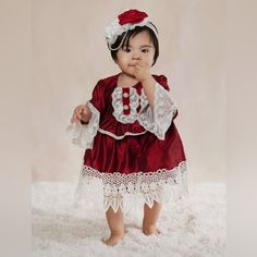 Haute Baby Christmas Dress Colette Diaper Dress Size 6-9 Months Brand New Made In Usa Machine Wash/ Dry Flat Iron Low Heat Do Not Bleach White Christmas Dress Baby, Toddler Formal Dresses, Christmas Dress Baby, Matching Sisters, American Princess, Flutter Dress, Girl Princess Dress, Silky Fabric, Boutique Dress