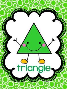 a green triangle with the word triangle on it's side and an image of a smiling face