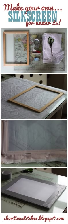 an image of a table that has been made into a bed frame with the words make your own silkscreen for under $ 1