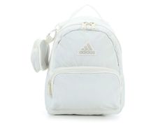 Forget the bulk. It's all about ease with this adidas mini backpack, that carries everything you need and nothing you don't. Don't let its compact size fool you. The little bag packs a big punch when it comes to style. Front zip pocket, Adjustable shoulder straps, Carry loop on top, Accessory bag included | Adidas Must Have Mini Backpack in Off White Adidas Gym Bag For Back To School, White Adidas Sporty Backpack, Adidas Sporty White Backpack, Adidas White Sporty Backpack, White Adidas Backpack For School, White Adidas Backpack For Daily Use, Adidas White Standard Backpack, Adidas Mini Backpack, Bag Packs