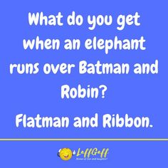 Funny Batman and Robin joke from LaffGaff. Kids Jokes And Riddles, Daily Joke, Kid Friendly Jokes, Funny Mugshots, Funny Batman, Funny Riddles With Answers, Funny Corny Jokes, Lunchbox Jokes, Punny Jokes